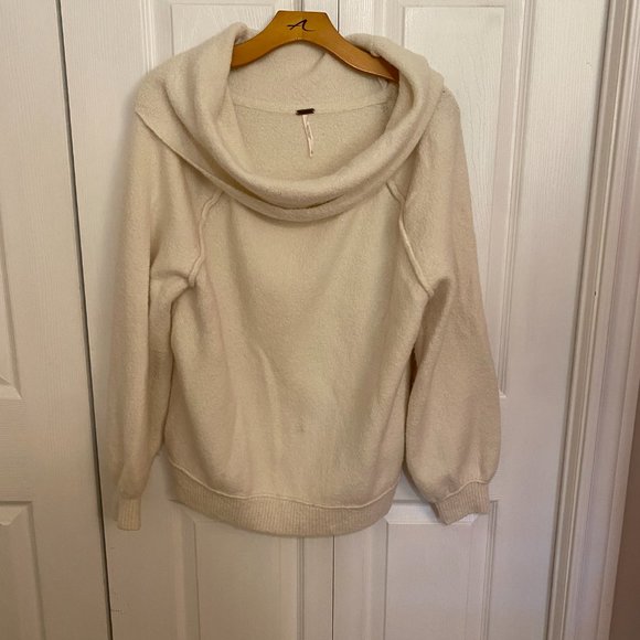 Free People Echo Beach Pullover Cowl Neck Sweater in Cream - Picture 2 of 5